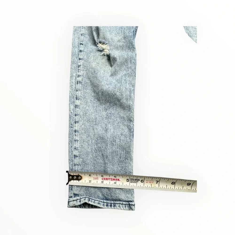 Gap Mom Jean‎ Girls Size 14 Light Blue Acid Wash Distressed High Rise Denim - Picture 8 of 12